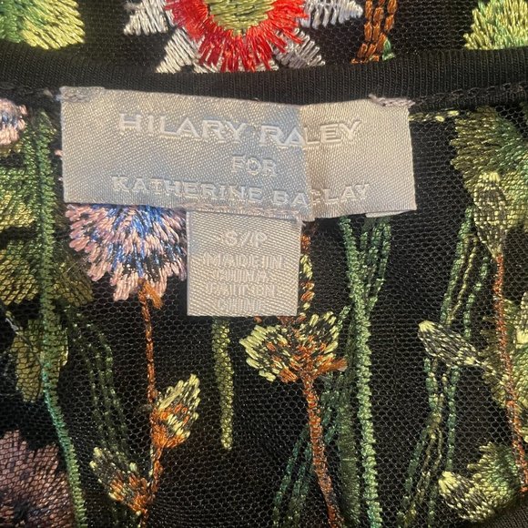 Lulu's 3D Floral Botanical Midi Dress Size Small Embroidered Sheer Black Mesh - Picture 12 of 16